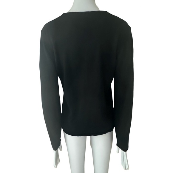 HENRI BENDEL Vintage Extra Fine Merino Wool Black V-Neck Sweater Classic Size M - Picture 5 of 13